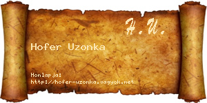 Hofer Uzonka névjegykártya